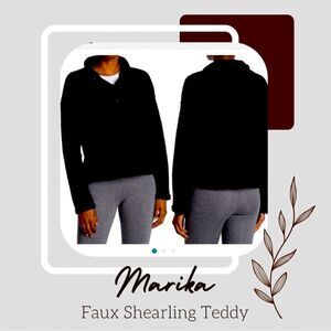 NWT Marika Tyra Faux Fur Teddy. Cropped Sherpa Teddy Black Size XL
